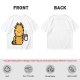 Olive T-Shirt With Grumpy Orange Cat Holding Hot Coffee Print