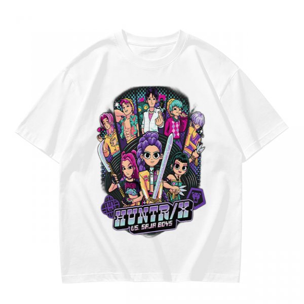 Olive Graphic Tee with Anime Character Group Print