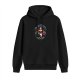 Black hoodie with retro superhero graphic print