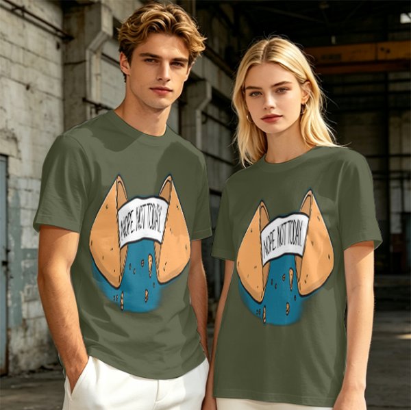 Olive T-Shirt With Funny Fortune Cookie 'Nope Not Today' Print