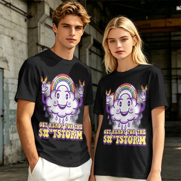Get Ready For The Shitstorm Cloud Rainbow Graphic T-Shirt