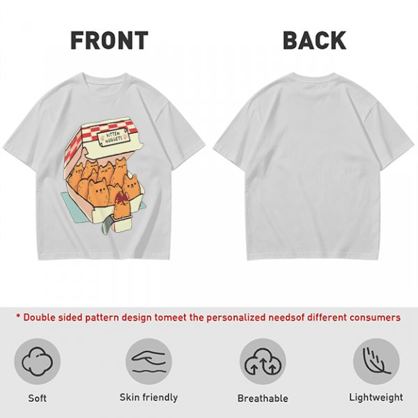 Olive T-Shirt With Kitten Nuggets Fried Chicken Box Graphic
