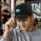 Black Baseball Cap With Cute Kawaii Light Blue Jellyfish Print