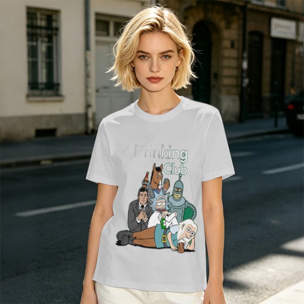 Olive T-Shirt Featuring 'king Club' and Animated Characters Print