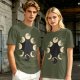 Olive T-Shirt With Cat Phases Moon Cycle Graphic Print
