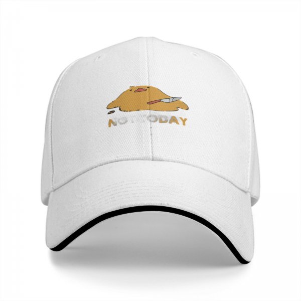 Black baseball cap with angry chick holding knife and NOT TODAY text