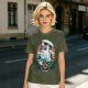 Olive T-Shirt With Sailor Cat Tattooed Pipe Design