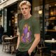 Olive T-Shirt with Cute Sleeping Purple Dragon and Treasure Artwork
