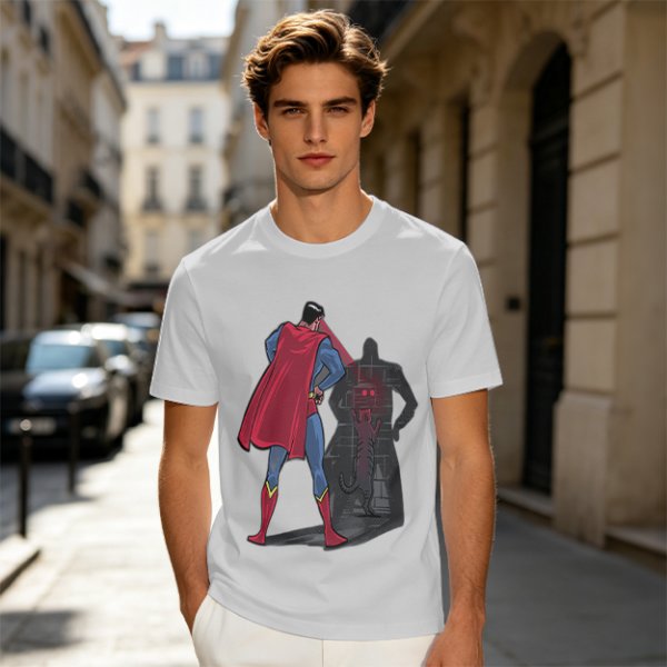 Olive T-shirt with Superman Laser Eyes Art Print