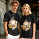 Olive Green T-Shirt With Cute Cat Latte Art And Kittens Print
