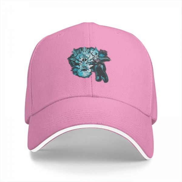 Black Baseball Cap With Blue Mythical Beast Graphic Print