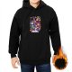 Black hoodie with whimsical magical creature and book graphic
