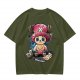 Olive T-shirt with One Piece Tony Tony Chopper Graphic Print