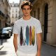 Olive Green T-Shirt With Vertical Colorful Brushstroke Figure Art