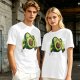 Olive Green T-Shirt with Cute Running Avocado Graphic