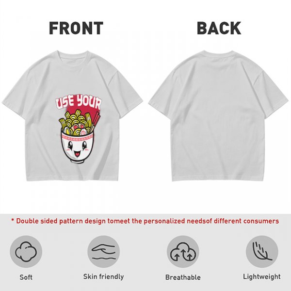 Olive T-Shirt With Cute Ramen Bowl Graphic And 'Use Your' Text