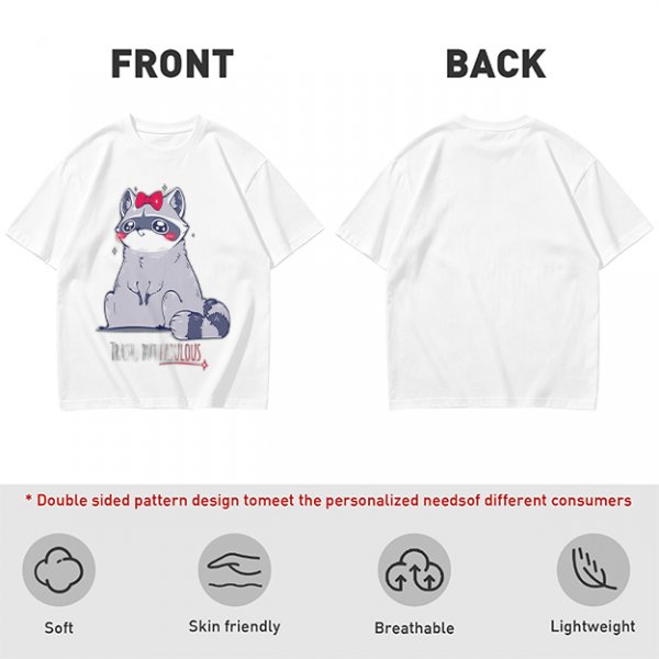 Olive T-shirt with Cute Raccoon Wearing Red Bow Graphic