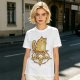 Olive T-Shirt With Cat Sitting On Pizza Pentagram Artwork