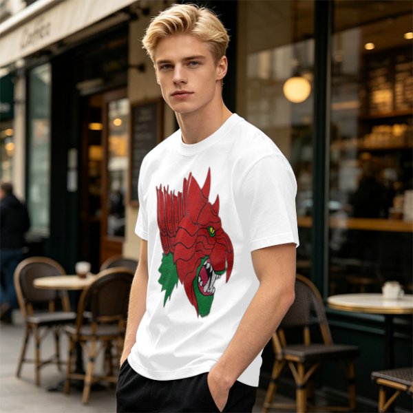 Olive T-Shirt With Fierce Armored Beast Head Graphic