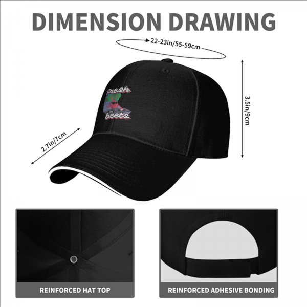 Black baseball cap with Fresh Beets turntable graphic