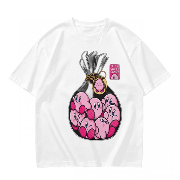 Olive T-Shirt With Cute Kirby Candy Bag Graphic