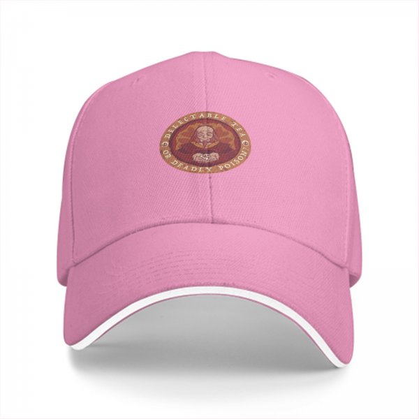 Black baseball cap with 'Delectable Tea or Deadly Poison' graphic