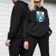 Black Hoodie With Free Hugs Shark Ocean Graphic Print