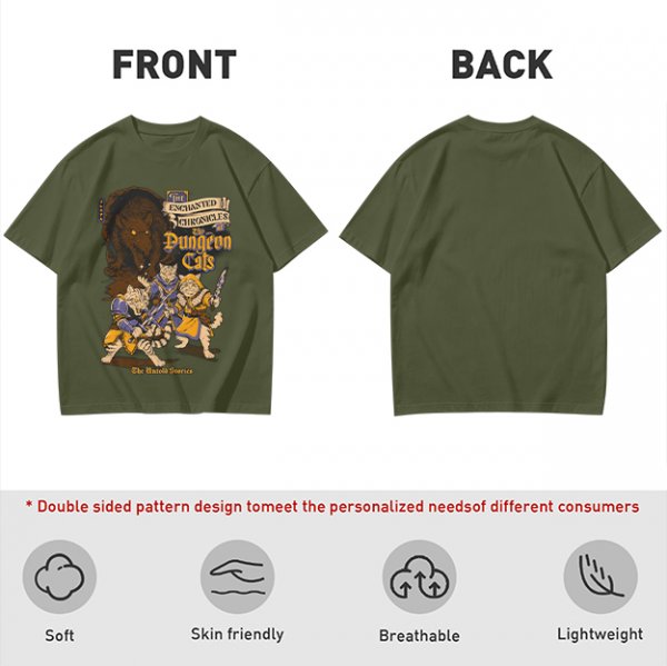Dungeon Cats Enchanted Chronicles Fantasy Graphic T-Shirt