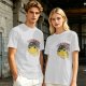 Olive green t-shirt with space frog graphic and Houston text