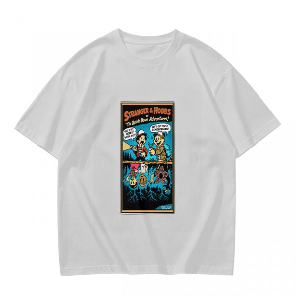 Olive T-Shirt with Stranger Hobbs Upside Down Comic Print