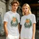 Olive t-shirt with cute brain character and 'Cute But Ous' print