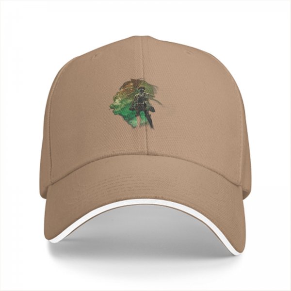 Black Baseball Cap With Fantasy Warrior Silhouette Art Print
