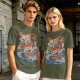 Olive T-Shirt With Great Wave Inspired Monster Ramen Bowl Art