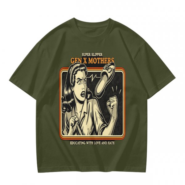 Gen X Mothers Super Slipper Funny Retro Graphic T-Shirt
