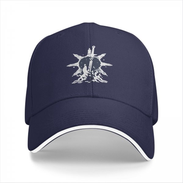 Black Baseball Cap With Fantasy Sword And Star Emblem Print