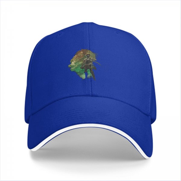 Black Baseball Cap With Fantasy Warrior Silhouette Art Print
