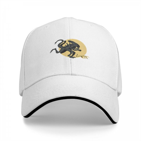 Black Baseball Cap With Xenomorph Alien Graphic Print