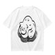 Olive Green T-Shirt With Sleeping Curled Cat Graphic Print