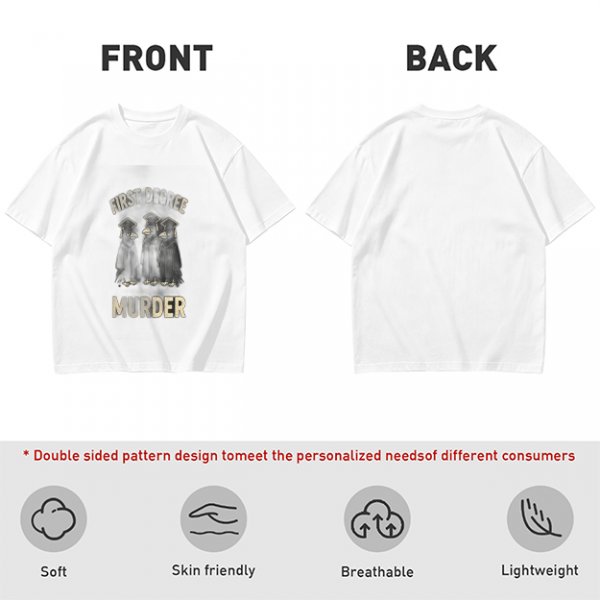 Olive t-shirt with first degree murder crow graduates graphic