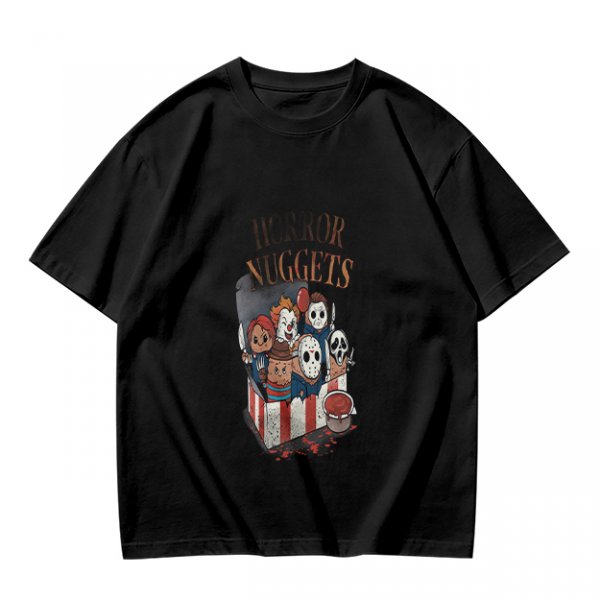 Olive T-Shirt With Horror Movie Character Nuggets Graphic Print