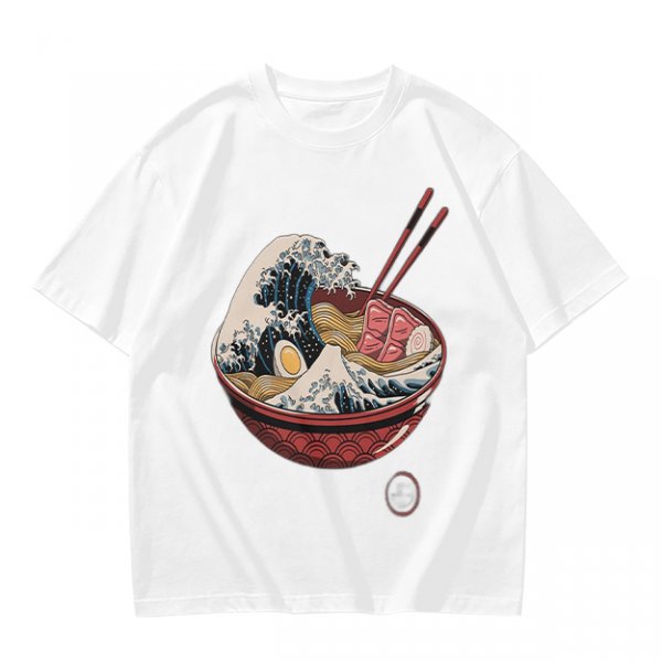 Olive T-Shirt Featuring The Great Wave Off Kanagawa Ramen Bowl Art