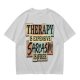 Olive graphic tee with 'Therapy is expensive sarcasm is free' print
