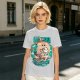 Olive T-Shirt with Cartoon Pirate Ship Blue Sea Cruise Print