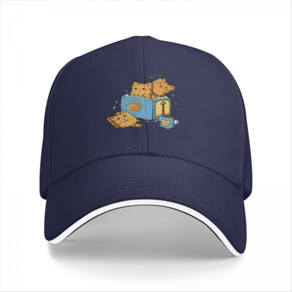 Black Baseball Cap With Cute Cat Book Coffee Graphic