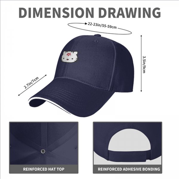 Black Baseball Cap With Pentagram Cat Graphic Design