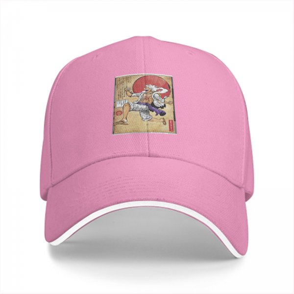 Black Baseball Cap with One Piece Gear 5 Luffy Sun God Print