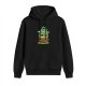 Black hoodie with whimsical green forest creature graphic