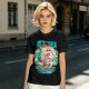 Olive T-Shirt with Cartoon Pirate Ship Blue Sea Cruise Print
