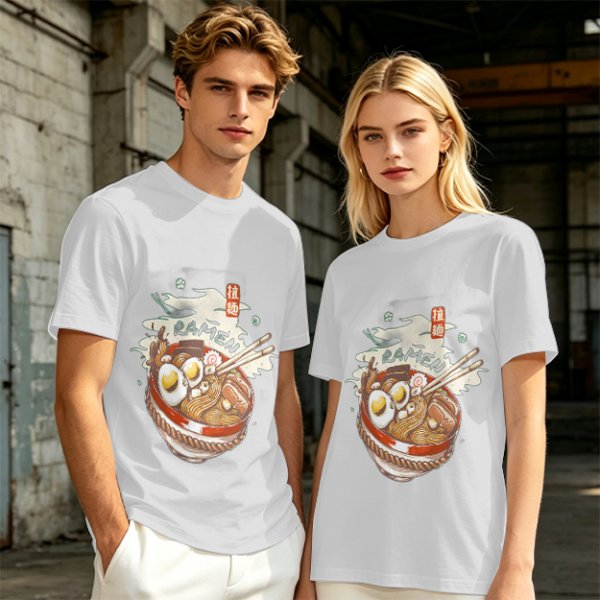 Olive Green T-Shirt With Ramen Bowl Graphic Print