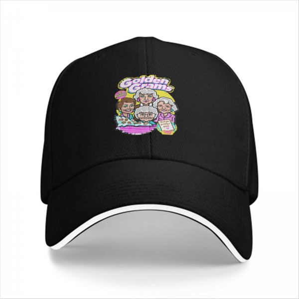 Black baseball cap with Golden Grams Themed Graphic Print